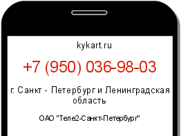 Информация о номере телефона +7 (950) 036-98-03: регион, оператор