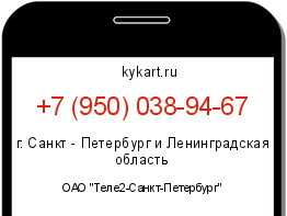 Информация о номере телефона +7 (950) 038-94-67: регион, оператор