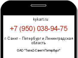 Информация о номере телефона +7 (950) 038-94-75: регион, оператор