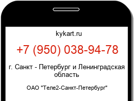 Информация о номере телефона +7 (950) 038-94-78: регион, оператор