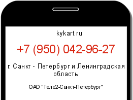 Информация о номере телефона +7 (950) 042-96-27: регион, оператор