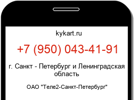Информация о номере телефона +7 (950) 043-41-91: регион, оператор
