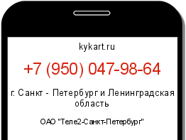 Информация о номере телефона +7 (950) 047-98-64: регион, оператор