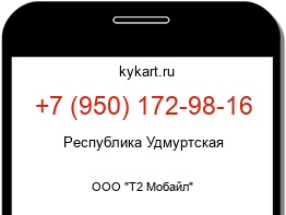 Информация о номере телефона +7 (950) 172-98-16: регион, оператор