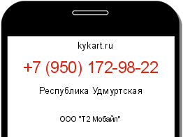 Информация о номере телефона +7 (950) 172-98-22: регион, оператор