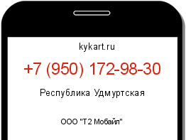 Информация о номере телефона +7 (950) 172-98-30: регион, оператор