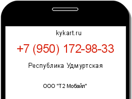Информация о номере телефона +7 (950) 172-98-33: регион, оператор