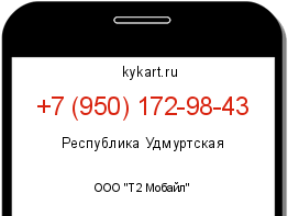 Информация о номере телефона +7 (950) 172-98-43: регион, оператор