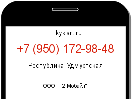 Информация о номере телефона +7 (950) 172-98-48: регион, оператор