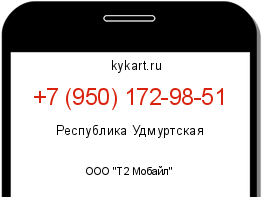 Информация о номере телефона +7 (950) 172-98-51: регион, оператор