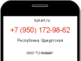 Информация о номере телефона +7 (950) 172-98-62: регион, оператор