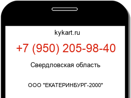 Информация о номере телефона +7 (950) 205-98-40: регион, оператор