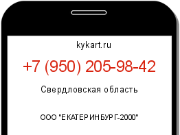 Информация о номере телефона +7 (950) 205-98-42: регион, оператор