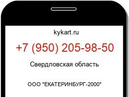 Информация о номере телефона +7 (950) 205-98-50: регион, оператор