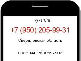 Информация о номере телефона +7 (950) 205-99-31: регион, оператор