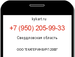 Информация о номере телефона +7 (950) 205-99-33: регион, оператор