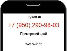 Информация о номере телефона +7 (950) 290-98-03: регион, оператор