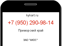 Информация о номере телефона +7 (950) 290-98-14: регион, оператор
