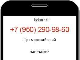Информация о номере телефона +7 (950) 290-98-60: регион, оператор