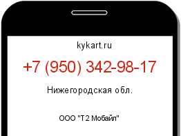 Информация о номере телефона +7 (950) 342-98-17: регион, оператор