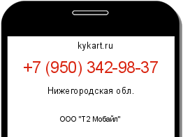 Информация о номере телефона +7 (950) 342-98-37: регион, оператор