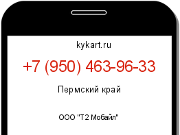 Информация о номере телефона +7 (950) 463-96-33: регион, оператор