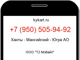 Информация о номере телефона +7 (950) 505-94-92: регион, оператор