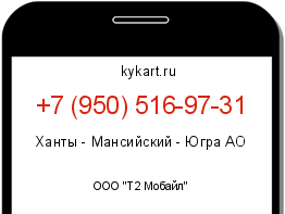 Информация о номере телефона +7 (950) 516-97-31: регион, оператор