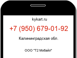 Информация о номере телефона +7 (950) 679-01-92: регион, оператор