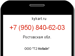 Информация о номере телефона +7 (950) 840-62-03: регион, оператор