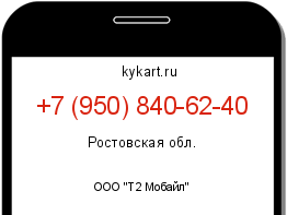 Информация о номере телефона +7 (950) 840-62-40: регион, оператор