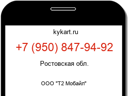 Информация о номере телефона +7 (950) 847-94-92: регион, оператор