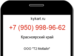 Информация о номере телефона +7 (950) 998-96-62: регион, оператор