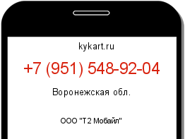 Информация о номере телефона +7 (951) 548-92-04: регион, оператор