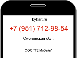 Информация о номере телефона +7 (951) 712-98-54: регион, оператор