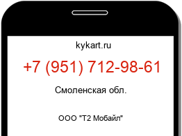 Информация о номере телефона +7 (951) 712-98-61: регион, оператор