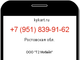 Информация о номере телефона +7 (951) 839-91-62: регион, оператор