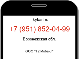 Информация о номере телефона +7 (951) 852-04-99: регион, оператор