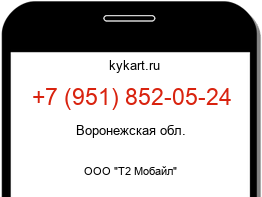 Информация о номере телефона +7 (951) 852-05-24: регион, оператор