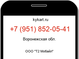 Информация о номере телефона +7 (951) 852-05-41: регион, оператор