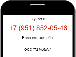 Информация о номере телефона +7 (951) 852-05-46: регион, оператор
