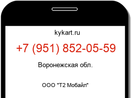 Информация о номере телефона +7 (951) 852-05-59: регион, оператор