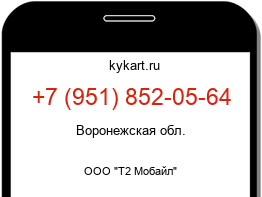 Информация о номере телефона +7 (951) 852-05-64: регион, оператор