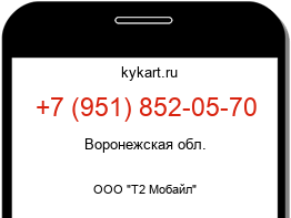 Информация о номере телефона +7 (951) 852-05-70: регион, оператор