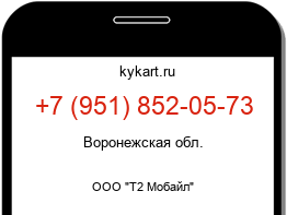 Информация о номере телефона +7 (951) 852-05-73: регион, оператор