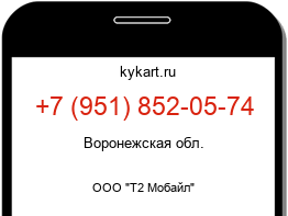 Информация о номере телефона +7 (951) 852-05-74: регион, оператор