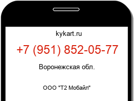 Информация о номере телефона +7 (951) 852-05-77: регион, оператор