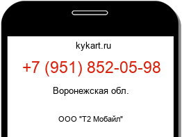Информация о номере телефона +7 (951) 852-05-98: регион, оператор