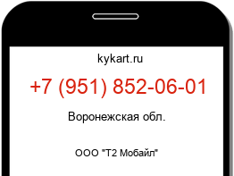 Информация о номере телефона +7 (951) 852-06-01: регион, оператор