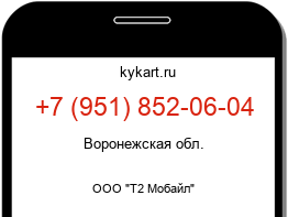 Информация о номере телефона +7 (951) 852-06-04: регион, оператор